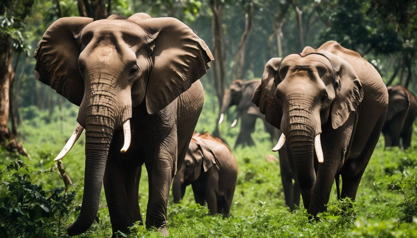 A stunning photo of elephants in a lush forest in Sri Lanka.